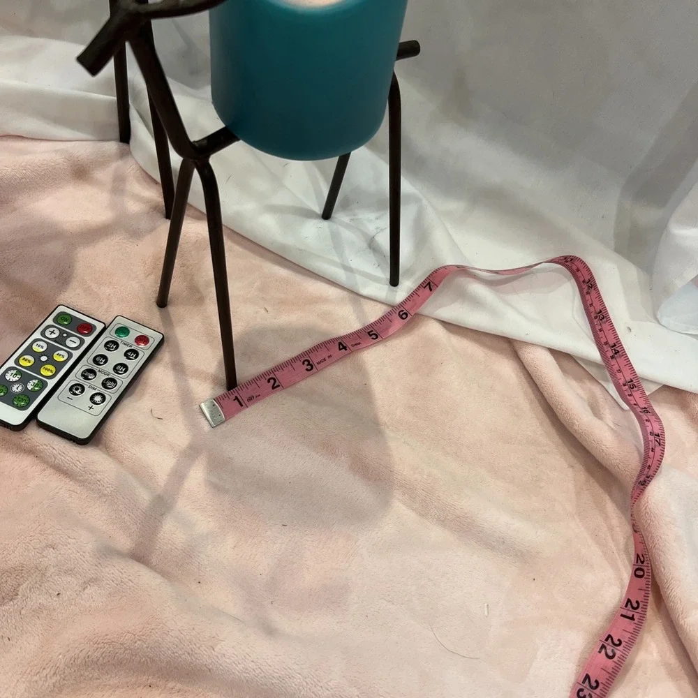 2 Reindeer Candle Holders Standing‎ Iron Metal with flames less remote candles